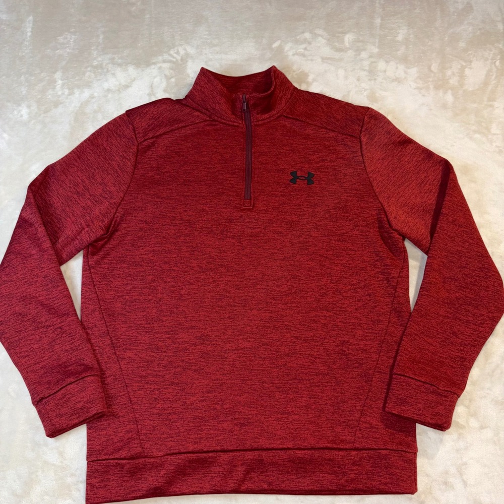 Under Armour Mens Armour Fleece 1/4 Zip Pullover Red Heather Medium
